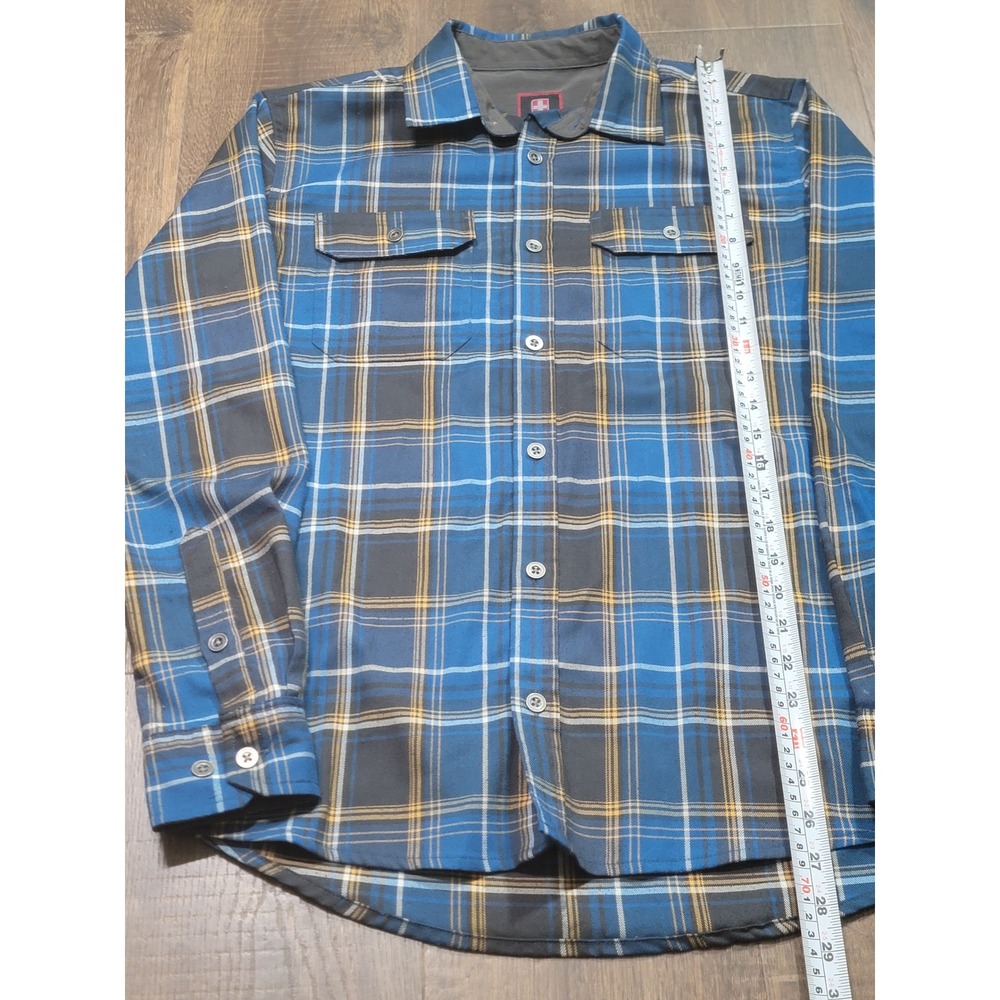 Swiss Tech Mens Small Blue Canoe Plaid Long Sleeve Button Down Shirt SW471118